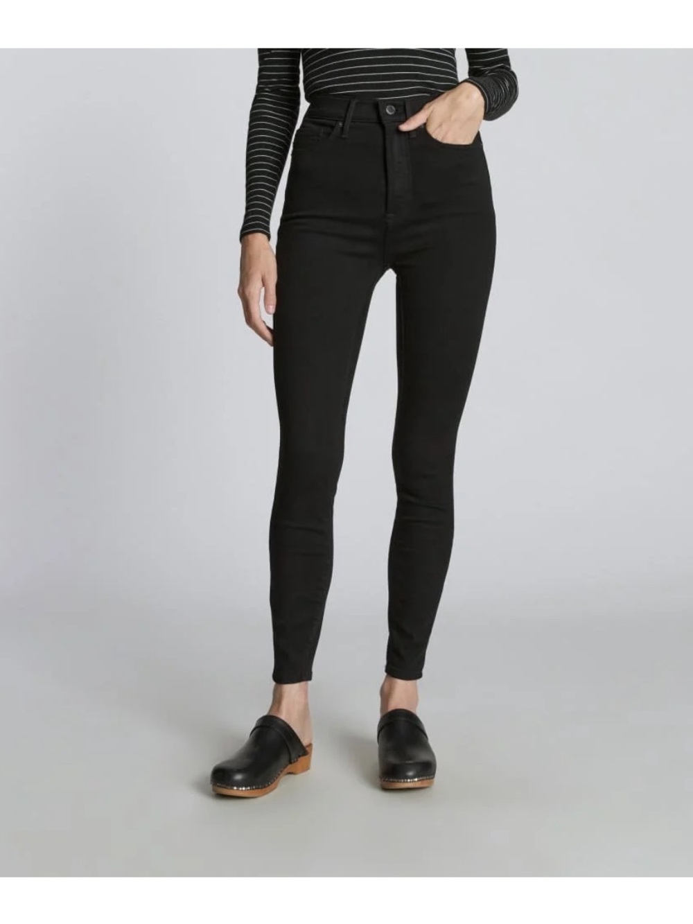 Everlane Curvy high rise black skinny jeans 32 crop
